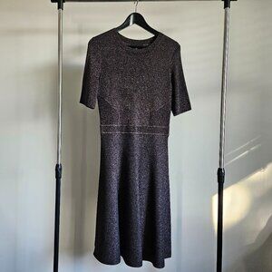 Banana Republic Metallic Shimmer Knit A-Line Dress Black - S